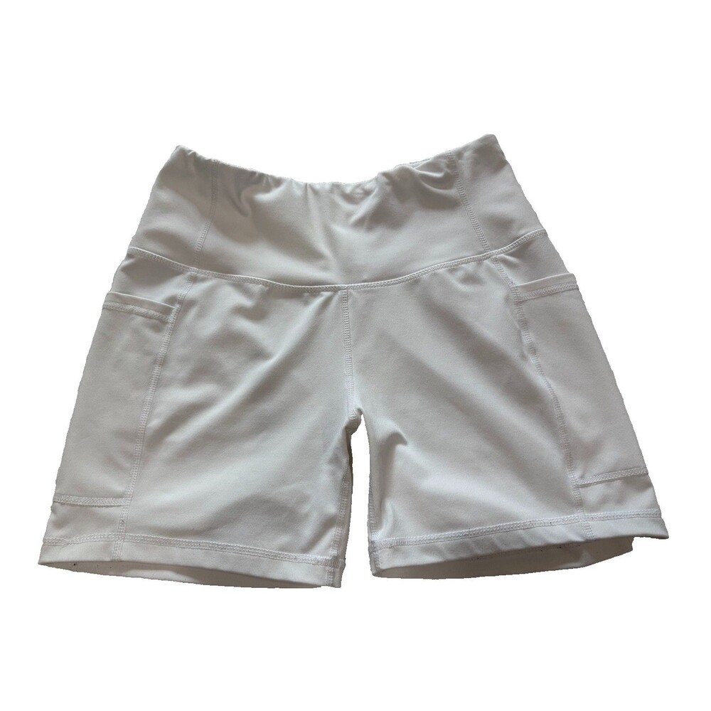 Baleaf Womens White Biker Shorts High Rise Compression Yoga Athletic Size S